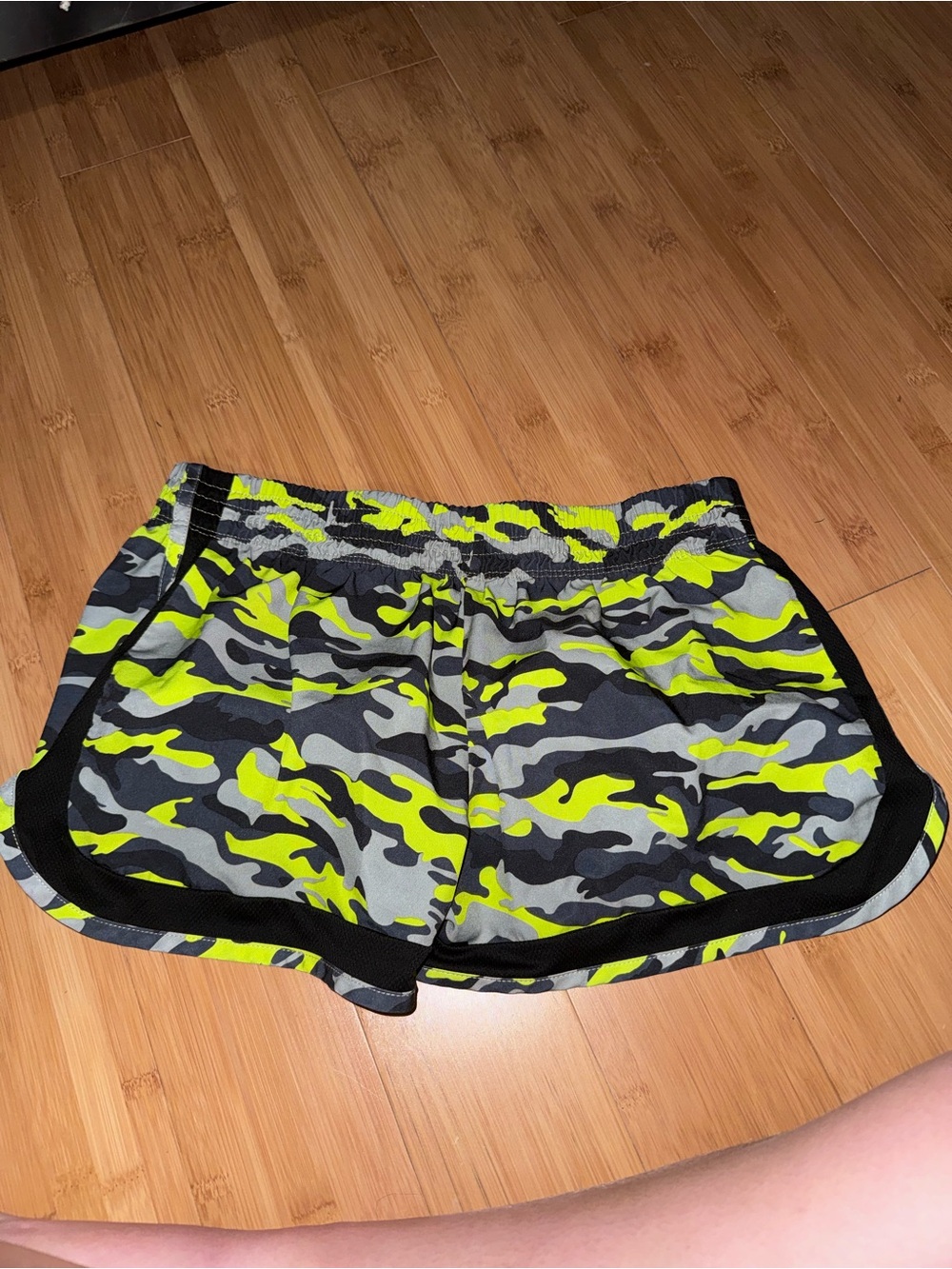Hard Candy Neon Camo Athletic Shorts - Lime/Gray/Black